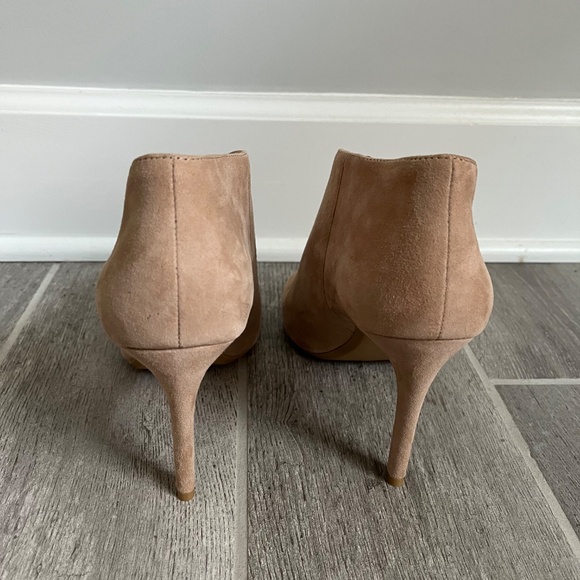 Calvin Klein Nastassia Nude Suede Peep Toe Bootie/Pump - Picture 3 of 3